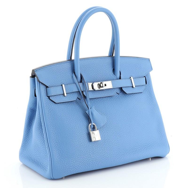 Hermes Birkin Handbag Bleu Paradis Togo With Palladium Hardware 30 In Good Condition In NY, NY
