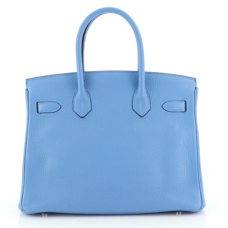 Women's or Men's Hermes Birkin Handbag Bleu Paradis Togo With Palladium Hardware 30