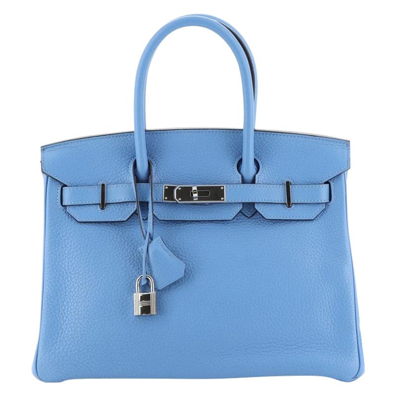 Hermes Birkin Handbag Bleu Paradis Togo With Palladium Hardware 30