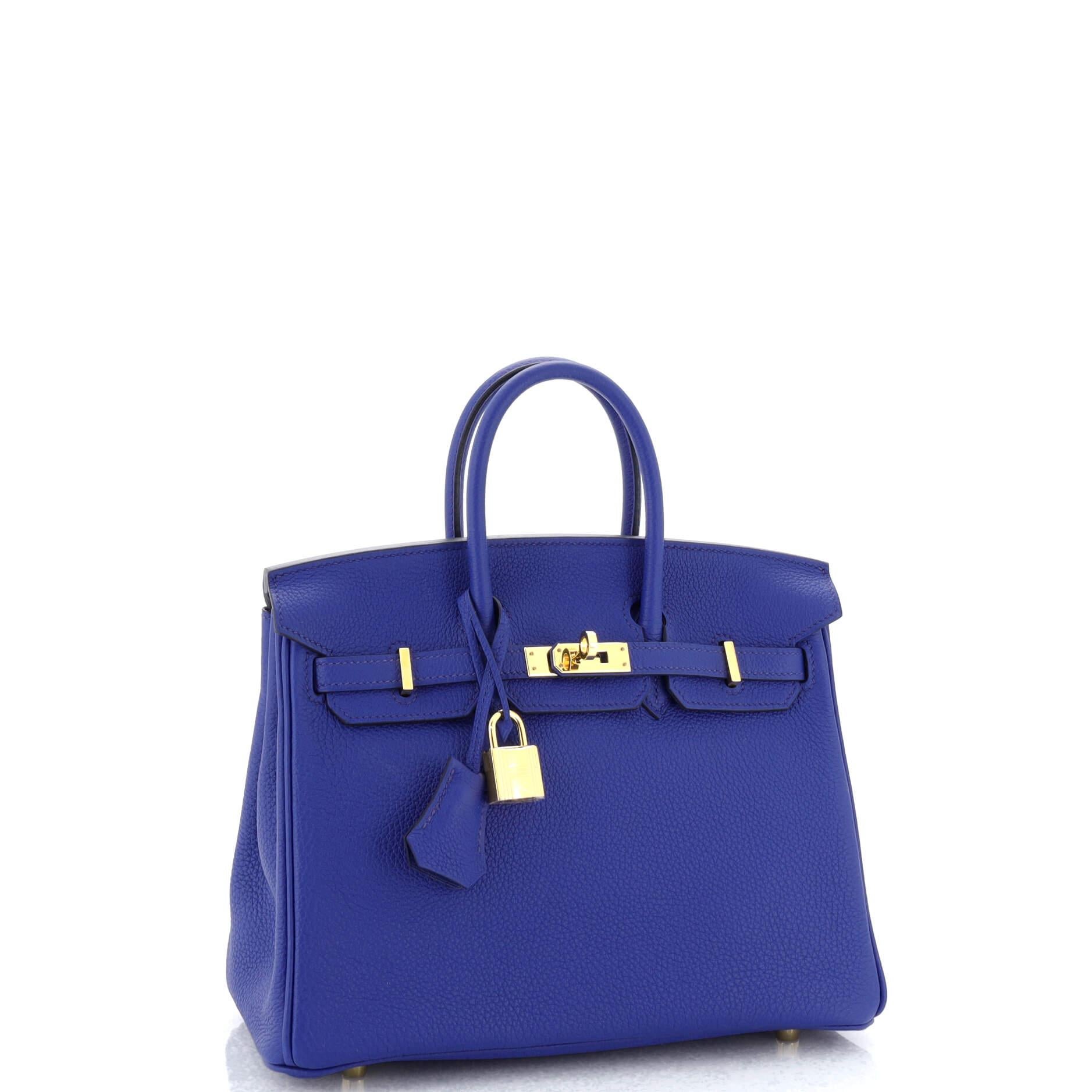 Hermes Birkin Handbag Bleu Royal Togo with Gold Hardware 25 In Good Condition In NY, NY