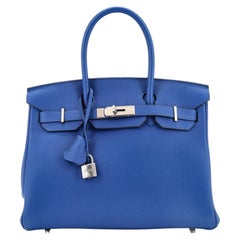 Hermes Birkin Handbag Bleu Royal Togo with Palladium Hardware 30