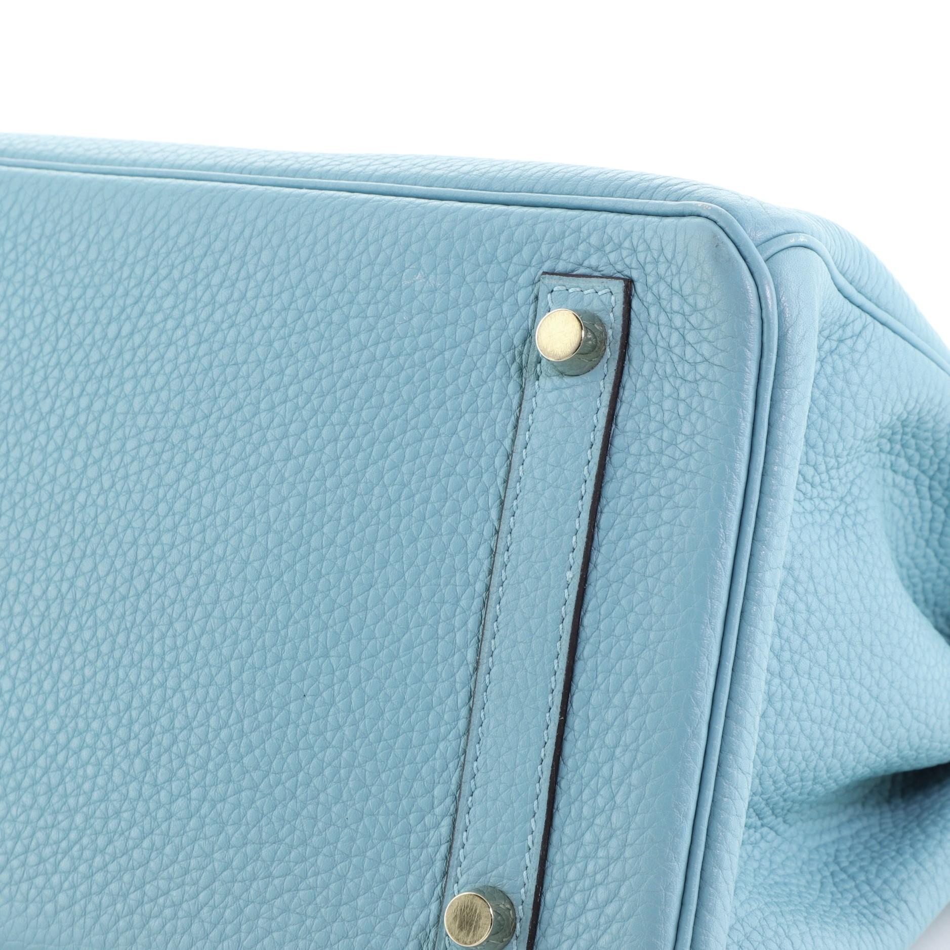 Women's or Men's Hermes Birkin Handbag Bleu Saint-Cyr Clemence with Gold Hardware 30