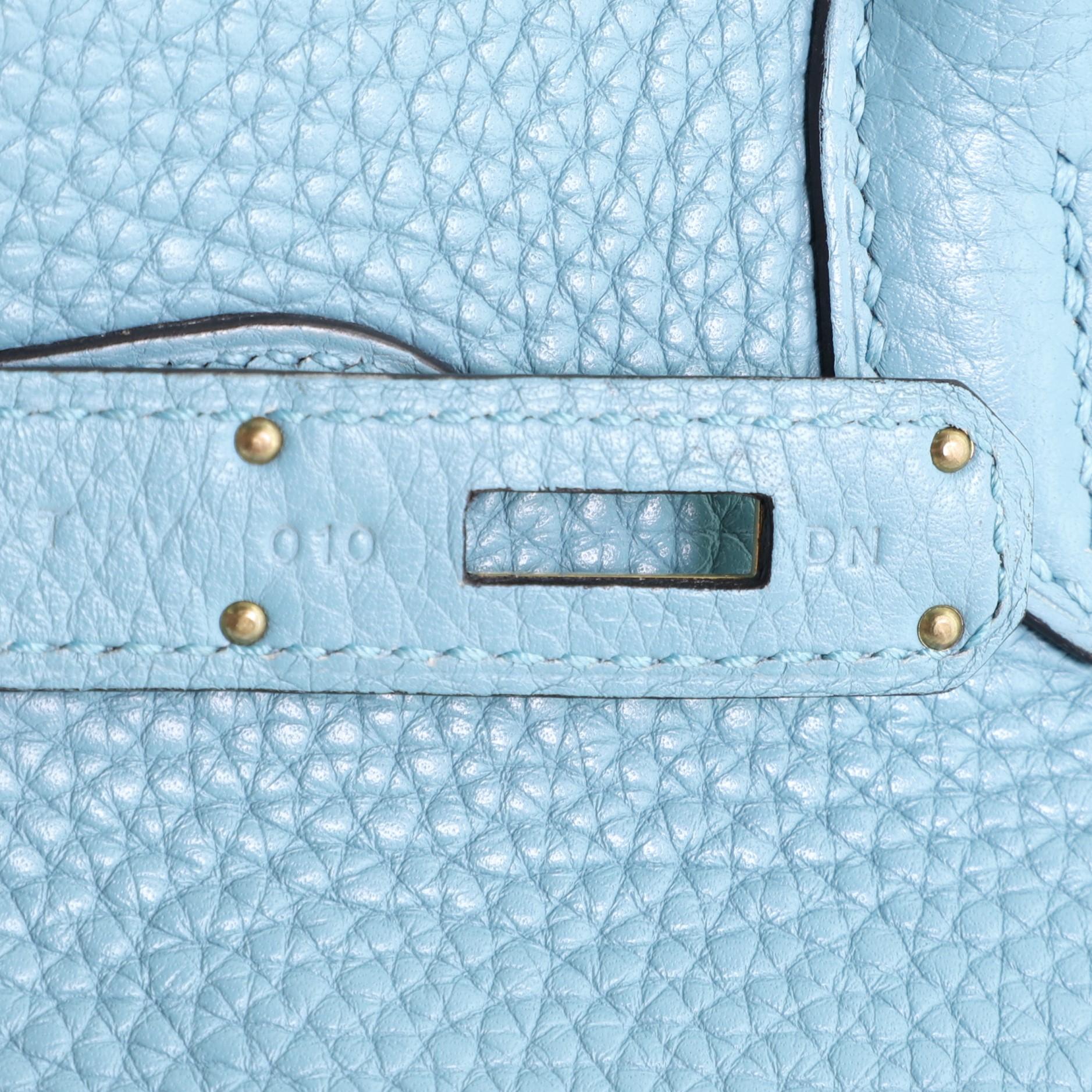 Hermes Birkin Handbag Bleu Saint-Cyr Clemence with Gold Hardware 30 1