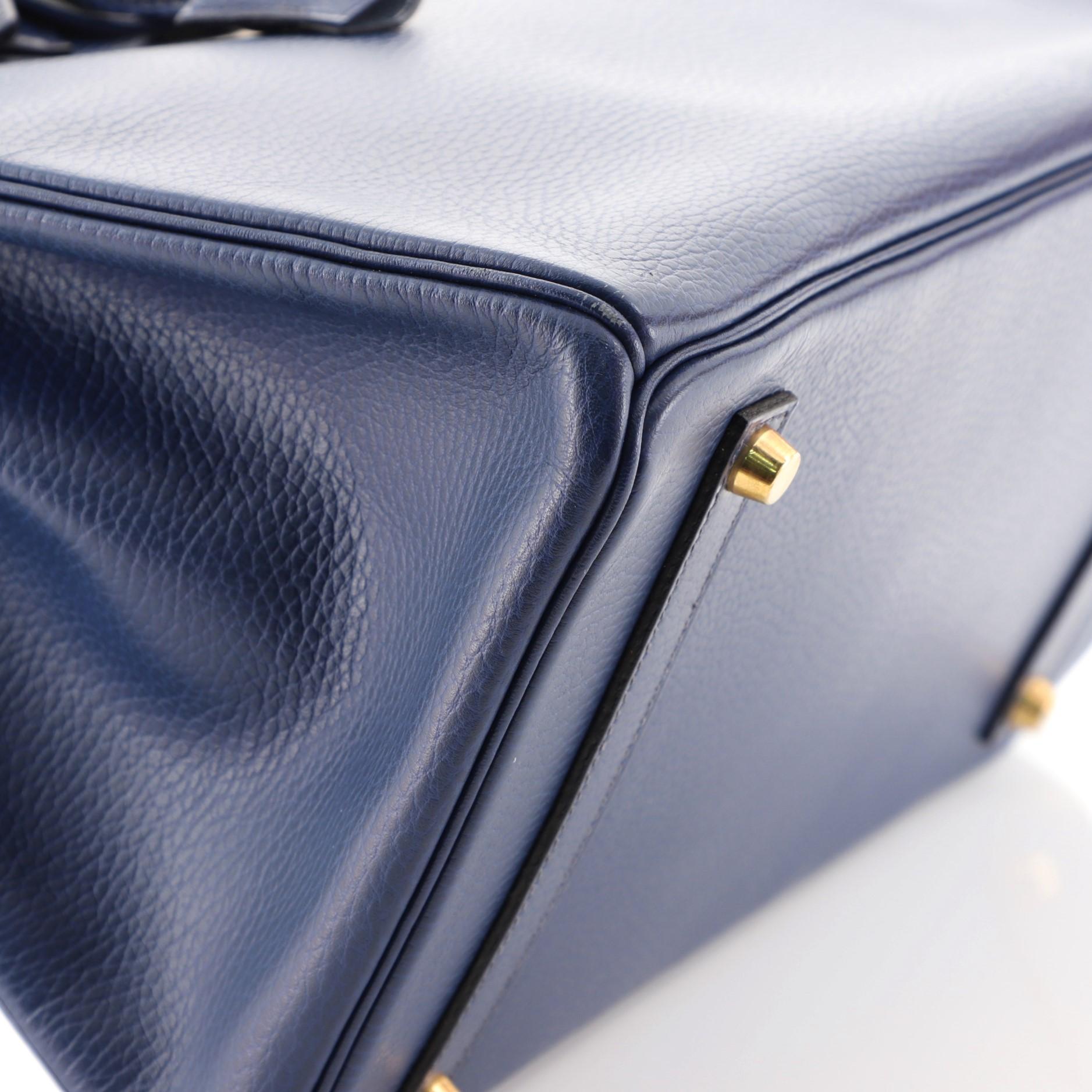 Hermes Birkin Handbag Bleu Saphir Ardennes with Gold Hardware 35 1