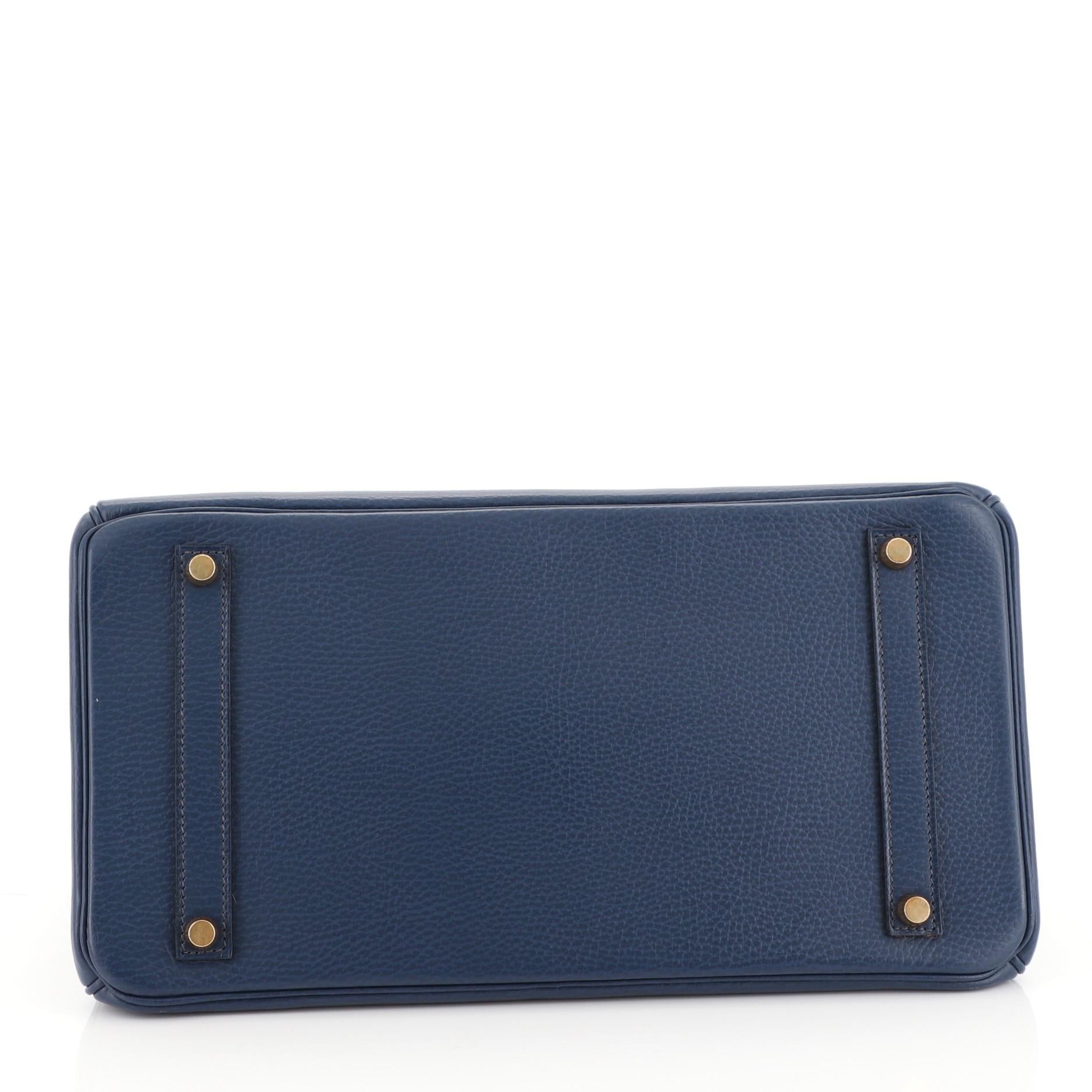 Hermes Birkin Handbag Bleu Saphir Ardennes with Gold Hardware 35 2