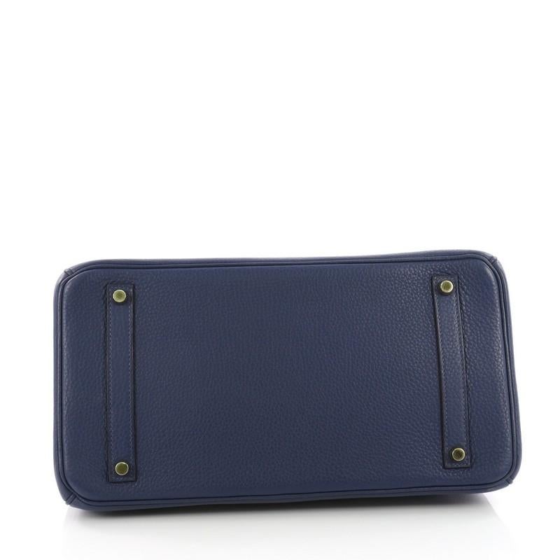 Women's or Men's Hermes Birkin Handbag Bleu Saphir Clemence with Gold Hardware 35