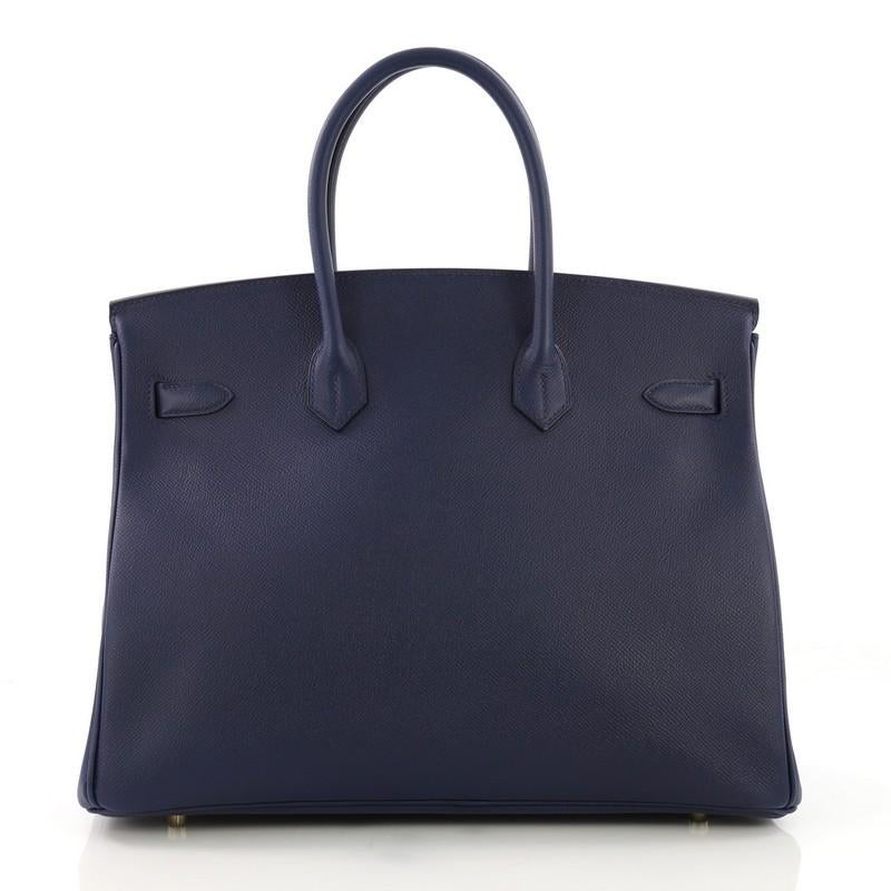Hermes Birkin Handbag Bleu Saphir Epsom with Gold Hardware 35 In Good Condition In NY, NY