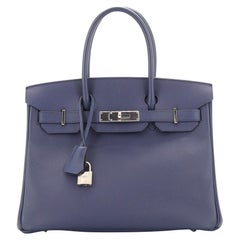 Hermes Birkin Handbag Bleu Saphir Epsom with Palladium Hardware 30