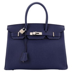 Hermes Birkin Handbag Bleu Saphir Epsom with Palladium Hardware 30
