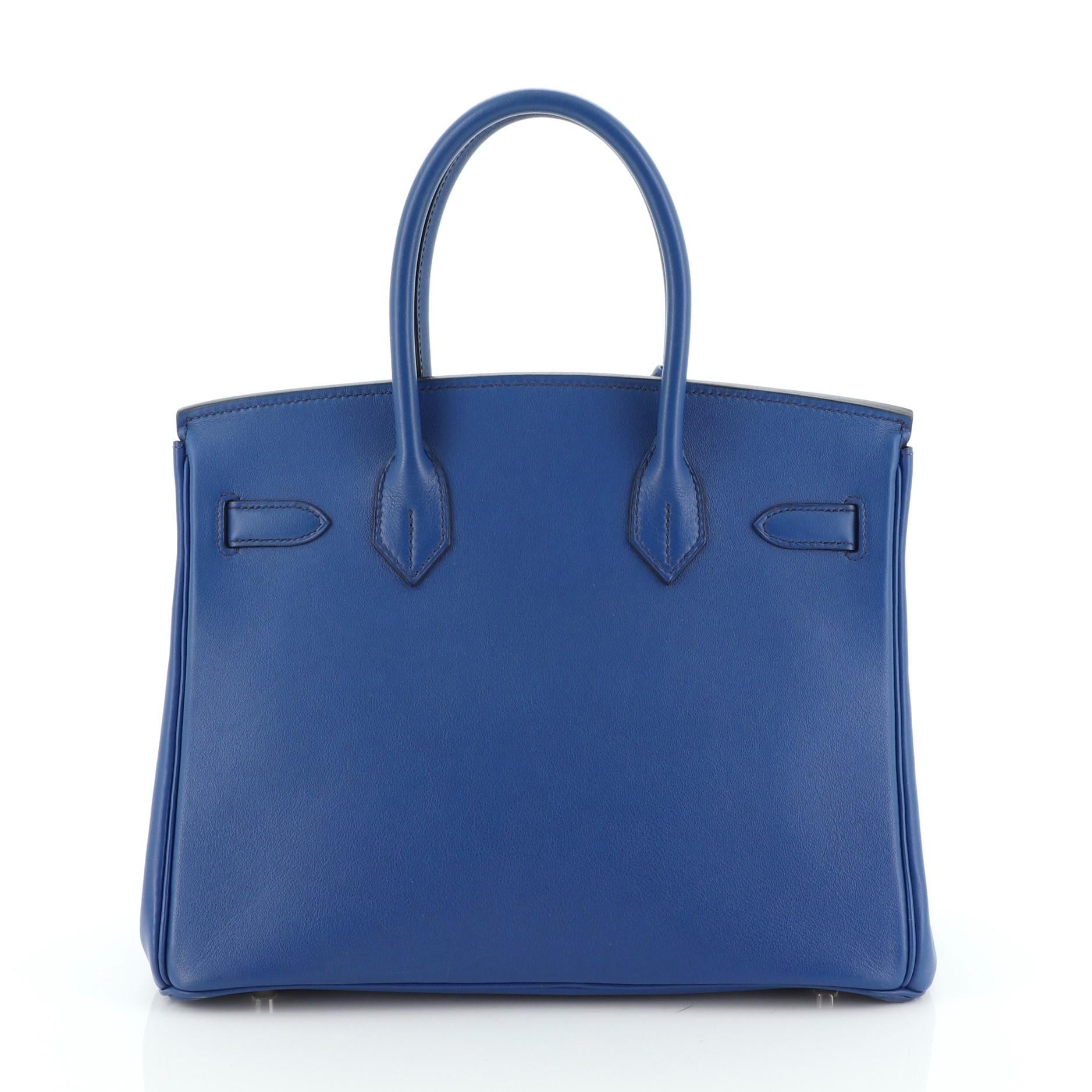 Hermes Birkin Handbag Bleu Saphir Gulliver with Palladium Hardware 30 In Good Condition In NY, NY