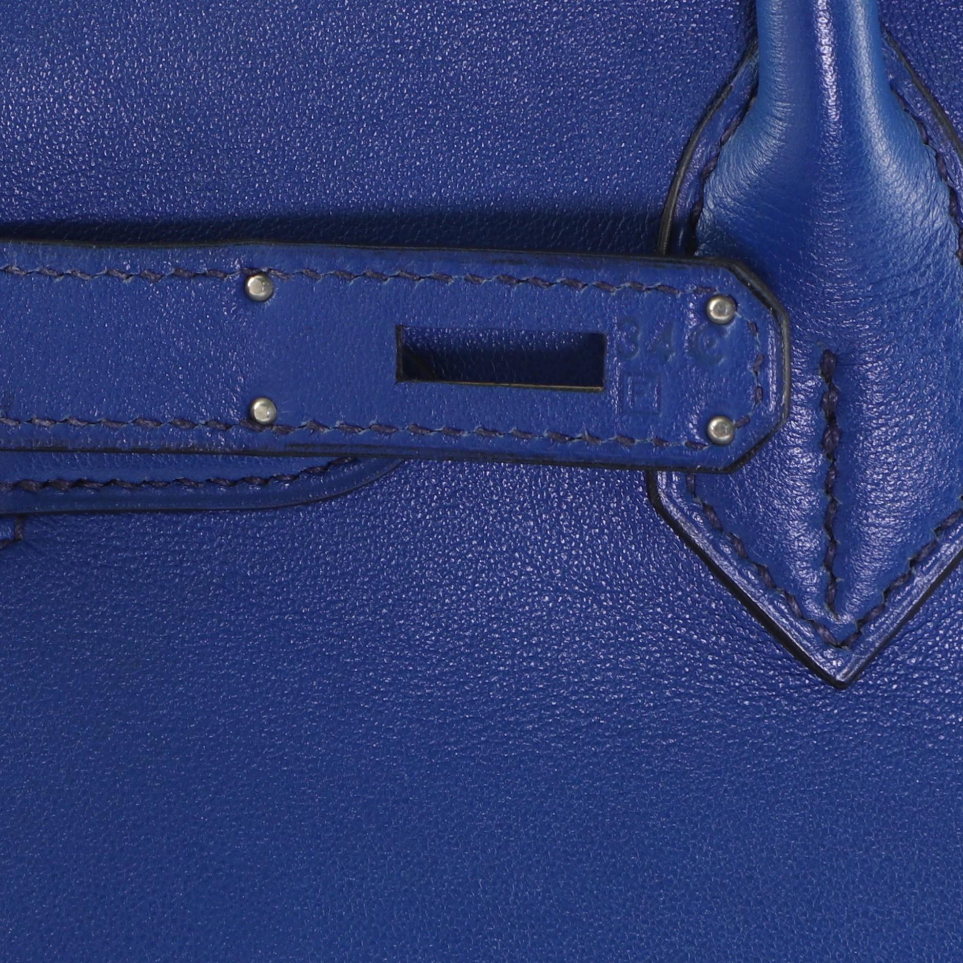 Hermes Birkin Handbag Bleu Saphir Gulliver with Palladium Hardware 30 3