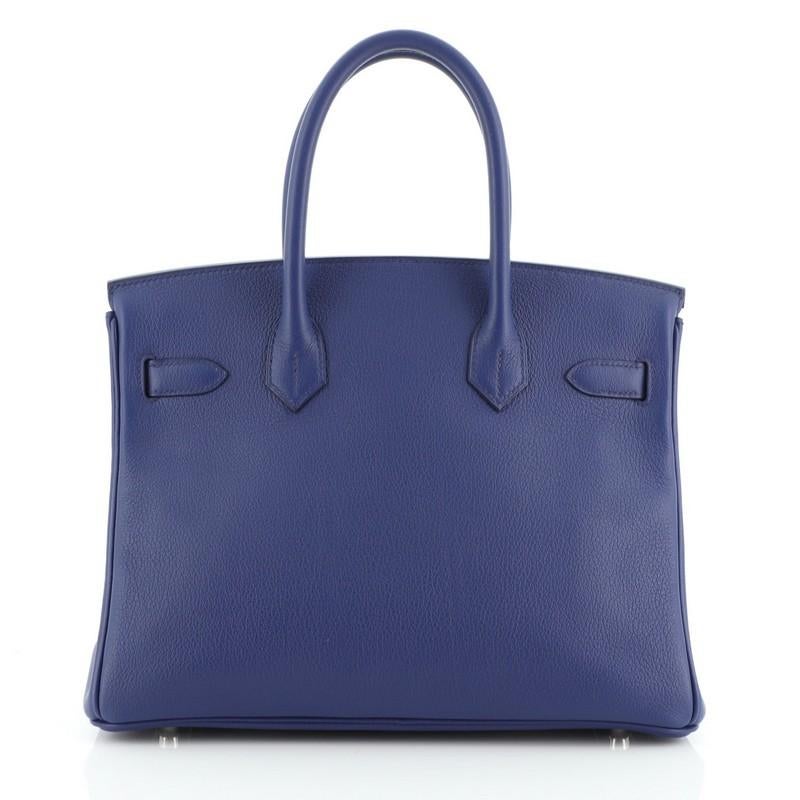 Hermes Birkin Handbag Bleu Saphir Novillo with Palladium Hardware 30 In Good Condition In NY, NY