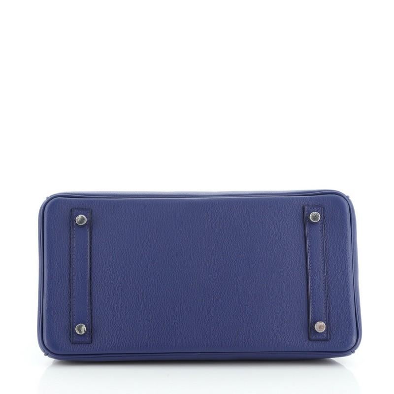 Women's or Men's Hermes Birkin Handbag Bleu Saphir Novillo with Palladium Hardware 30