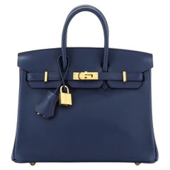 Hermes Birkin Handbag Bleu Saphir Swift with Gold Hardware 25