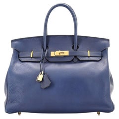 Hermes Birkin Handbag Bleu Saphir Togo with Gold Hardware 35