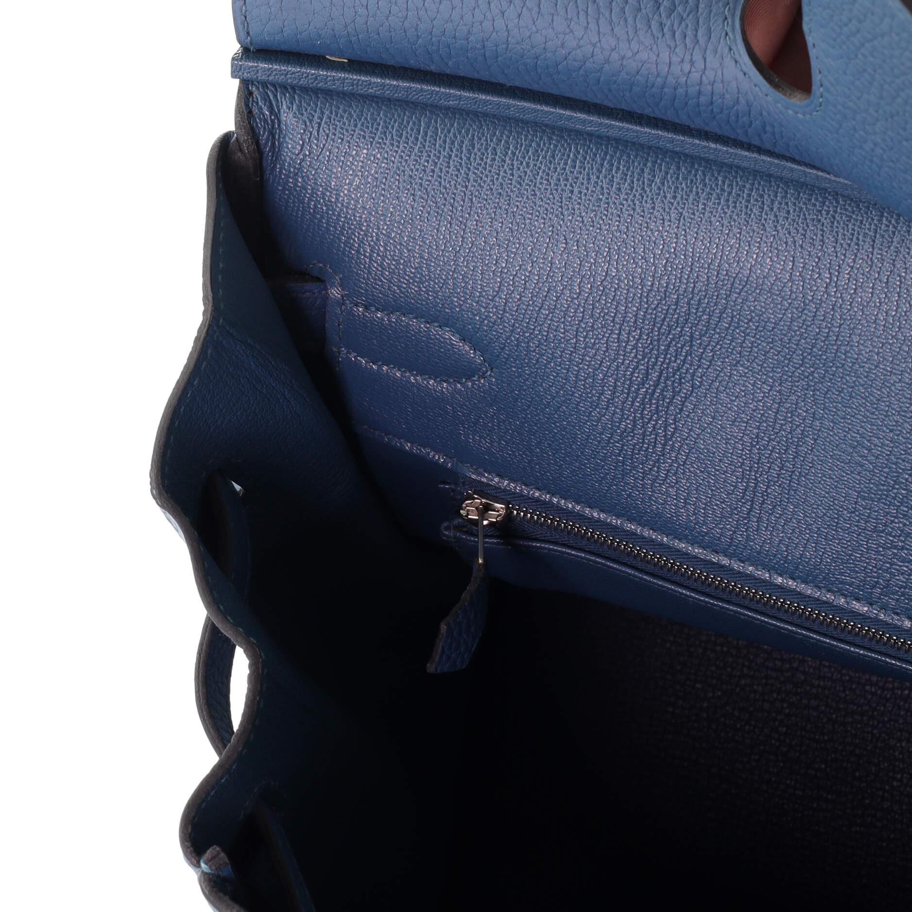 Hermes Birkin Handbag Bleu Tempete Clemence with Palladium Hardware 35 6