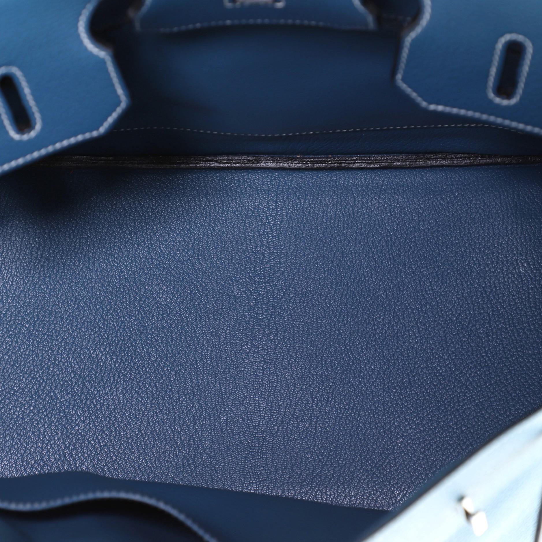 Hermes Birkin Handbag Bleu Thalassa Clemence with Palladium Hardware 35 4