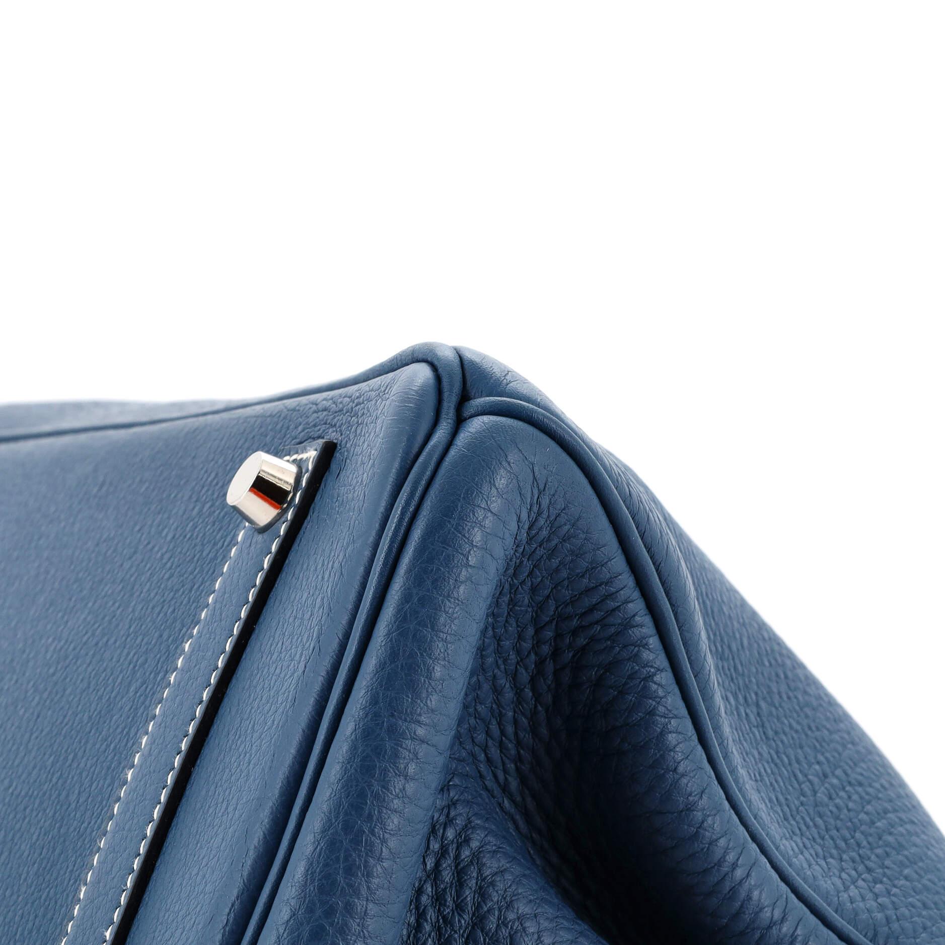 Hermes Birkin Handbag Bleu Thalassa Clemence with Palladium Hardware 35 6