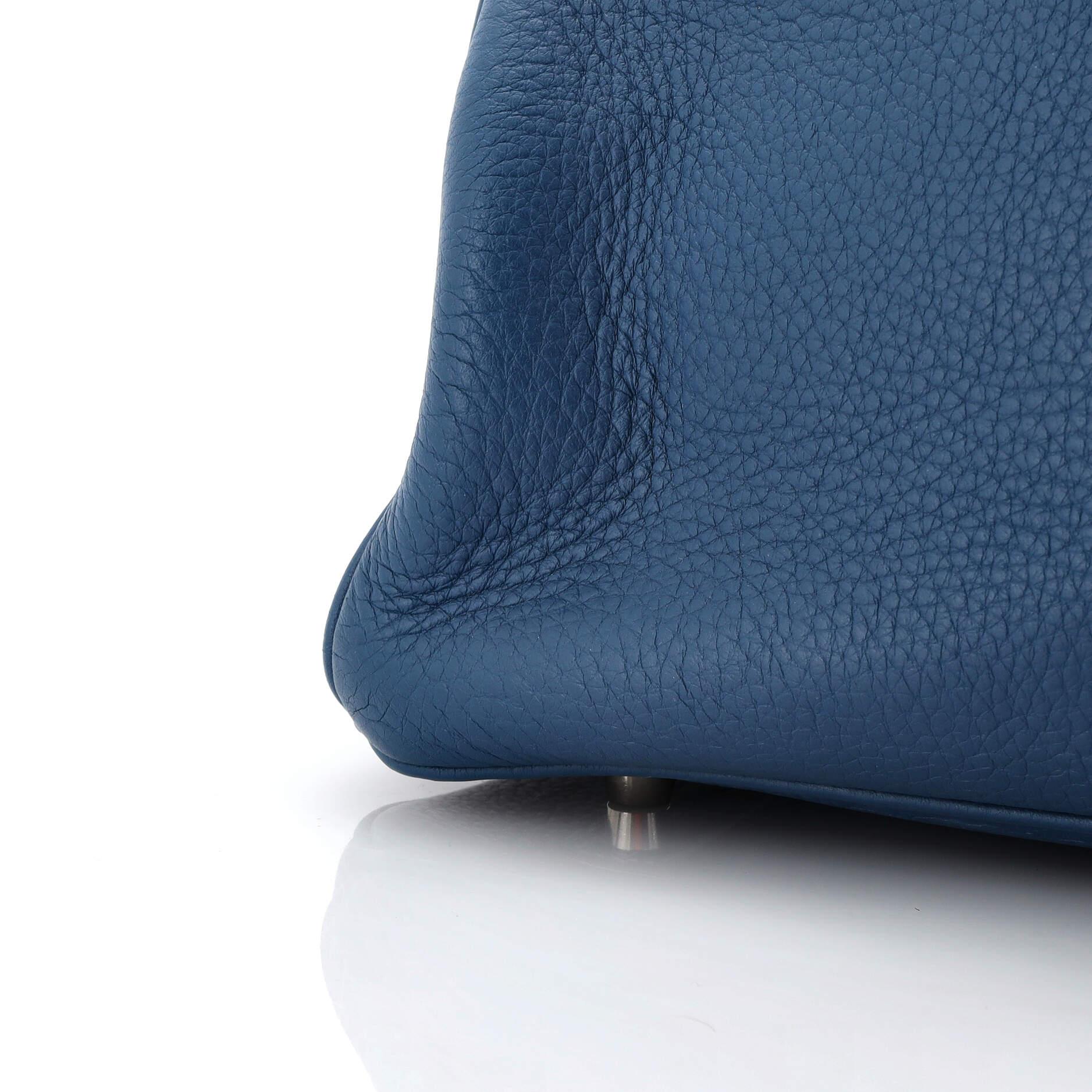 Hermes Birkin Handbag Bleu Thalassa Clemence with Palladium Hardware 35 7