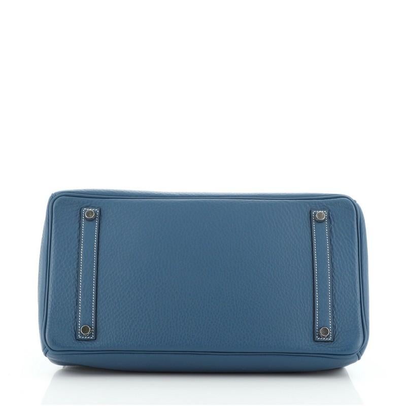 Hermes Birkin Handbag Bleu Thalassa Clemence with Palladium Hardware 35 In Good Condition In NY, NY