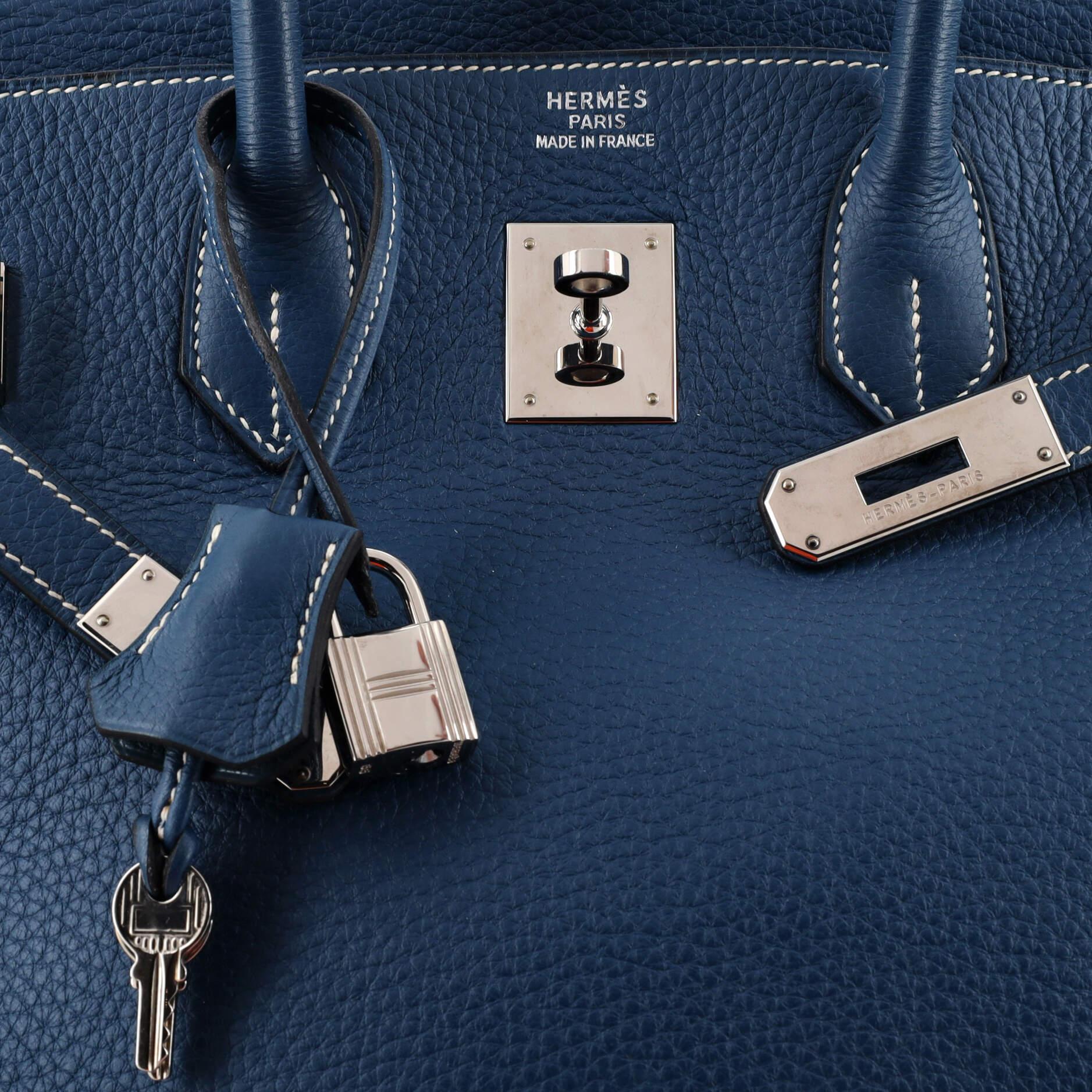 Hermes Birkin Handbag Bleu Thalassa Clemence with Palladium Hardware 35 3