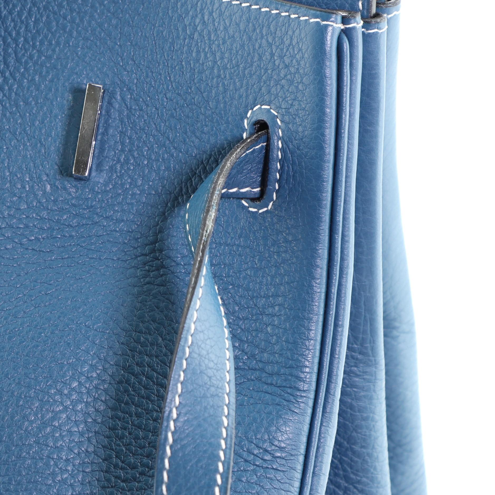 Hermes Birkin Handbag Bleu Thalassa Clemence with Palladium Hardware 35 2