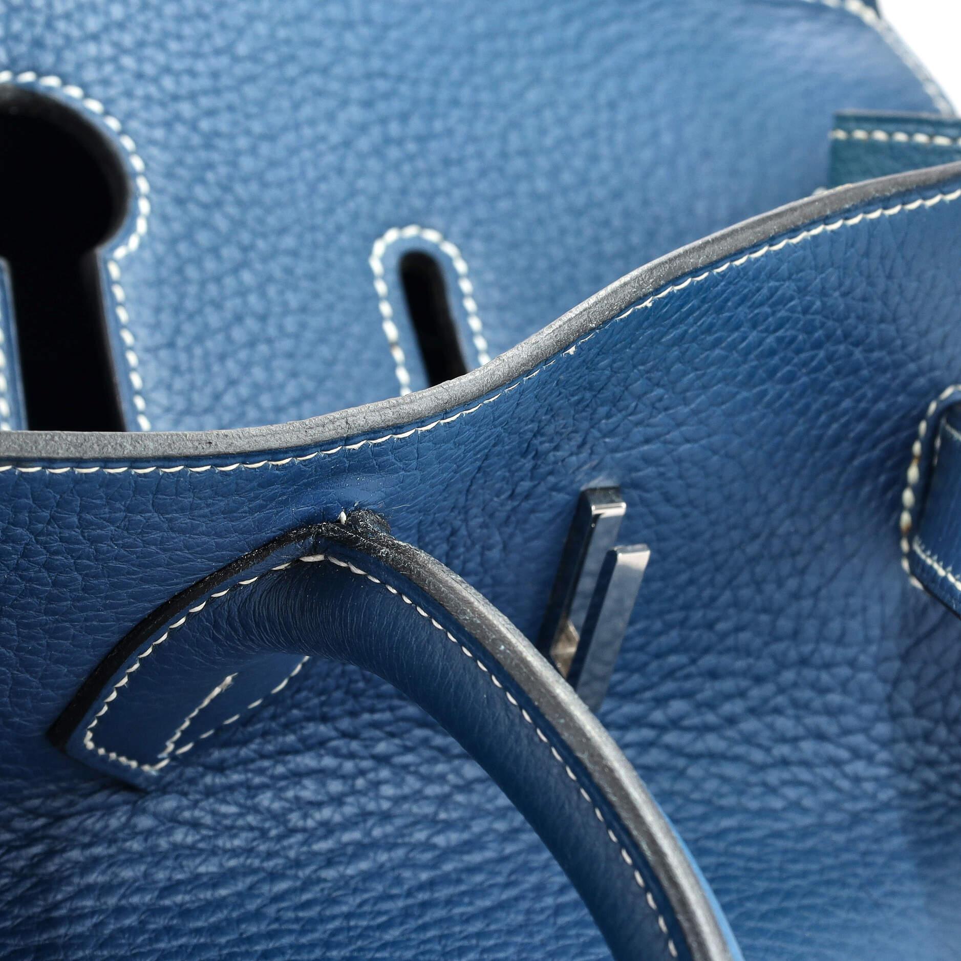 Hermes Birkin Handbag Bleu Thalassa Clemence with Palladium Hardware 35 5