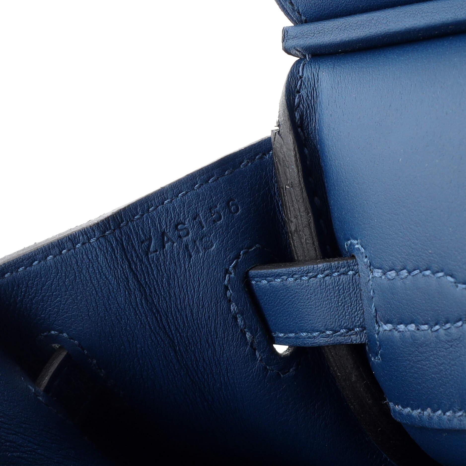 Hermes Birkin Handbag Bleu Thalassa Grizzly with Swift with Palladium Hardware  6