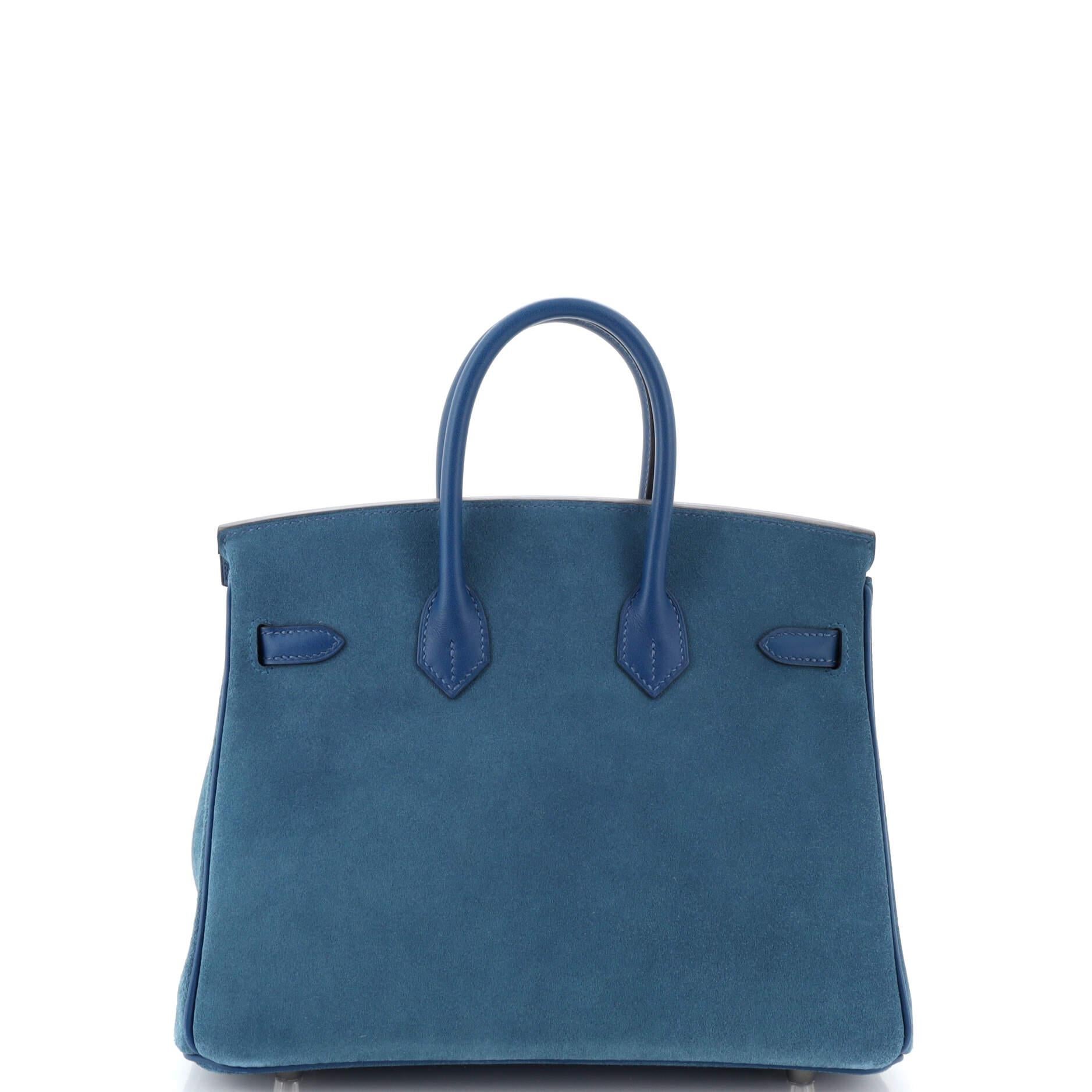Women's Hermes Birkin Handbag Bleu Thalassa Grizzly with Swift with Palladium Hardware 