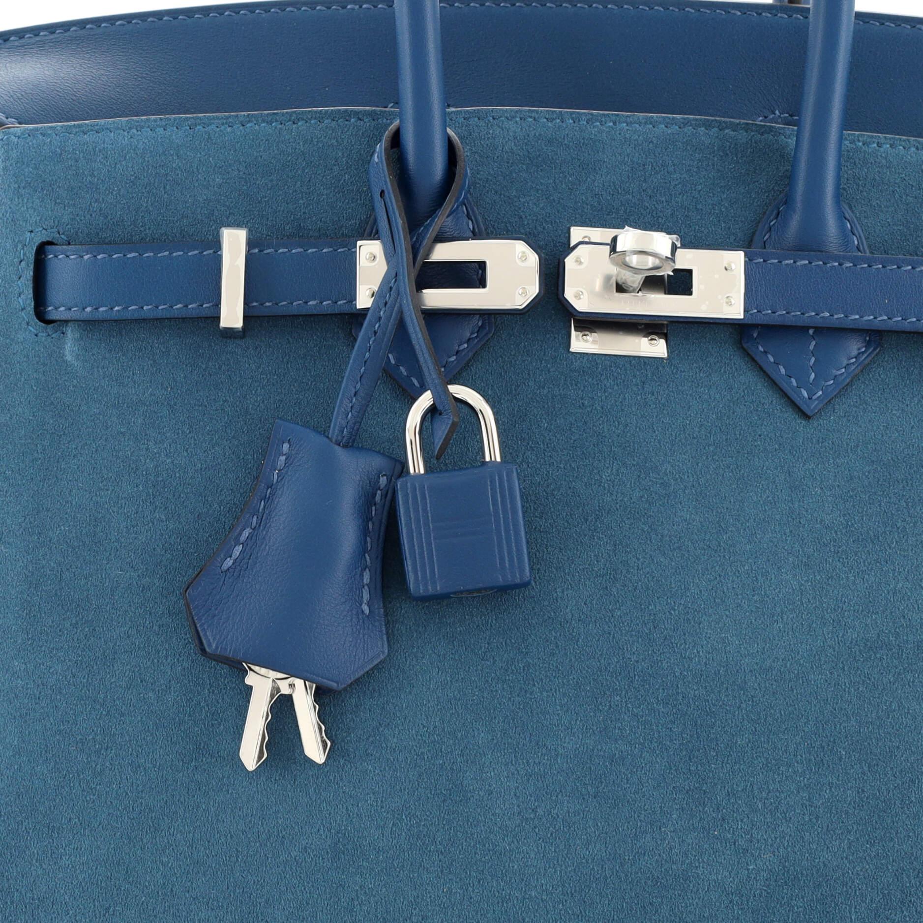Hermes Birkin Handbag Bleu Thalassa Grizzly with Swift with Palladium Hardware  3