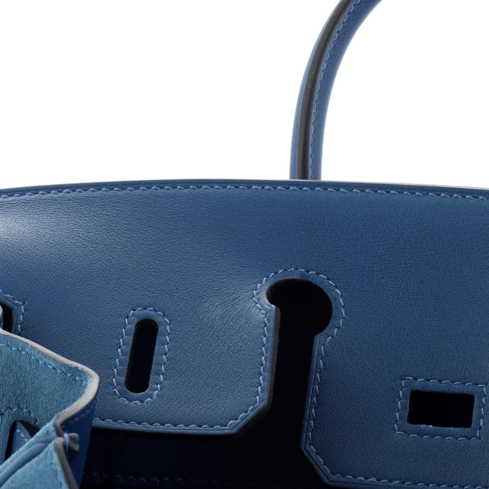 Hermes Birkin Handbag Bleu Thalassa Grizzly with Swift with Palladium Hardware 4