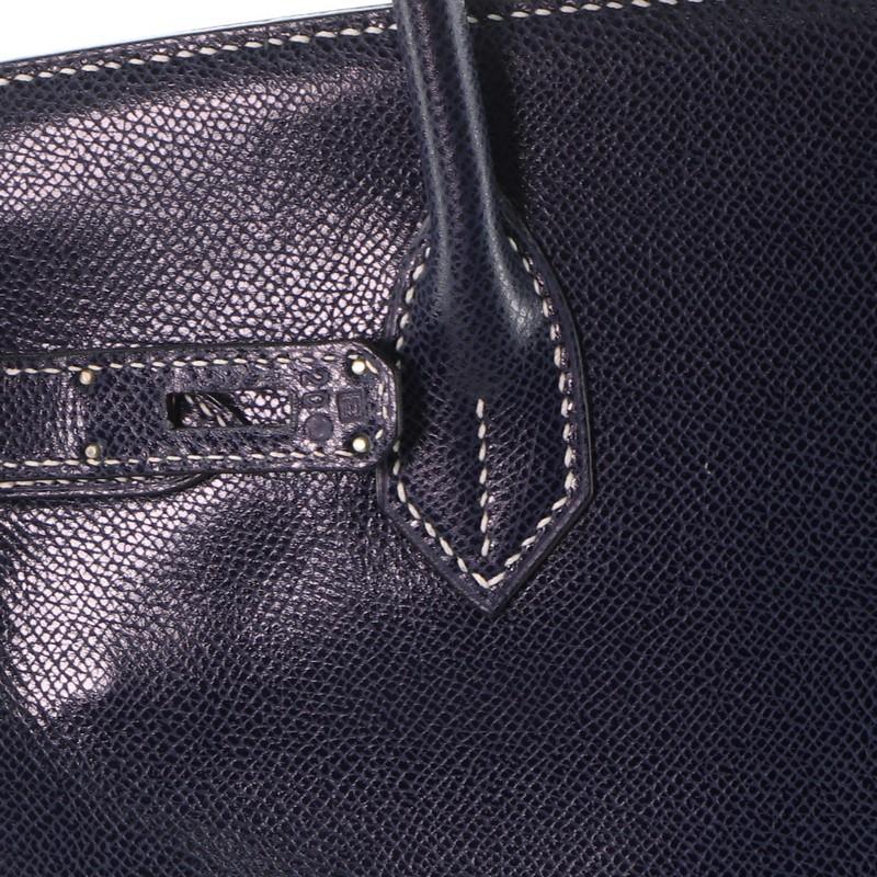 Women's or Men's Hermes Birkin Handbag Bleu Thalassa Veau Grain Lisse with Palladium Hardware 30