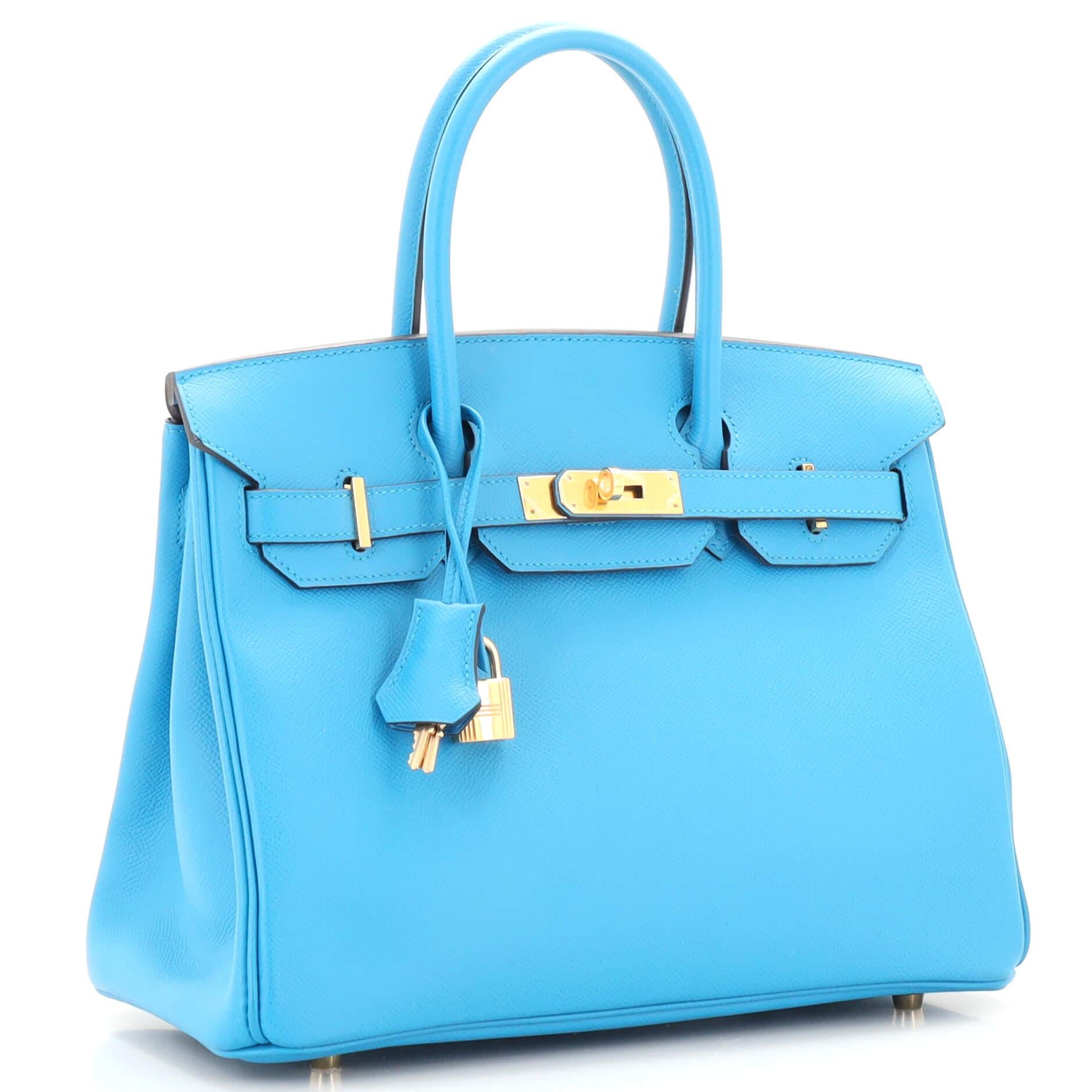 Hermes Birkin Handbag Bleu Zanzibar Epsom with Gold Hardware 30 In Good Condition In NY, NY
