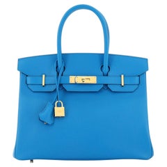 Hermès Birkin Handtasche Bleu Zanzibar Epsom mit Goldbeschlägen 30