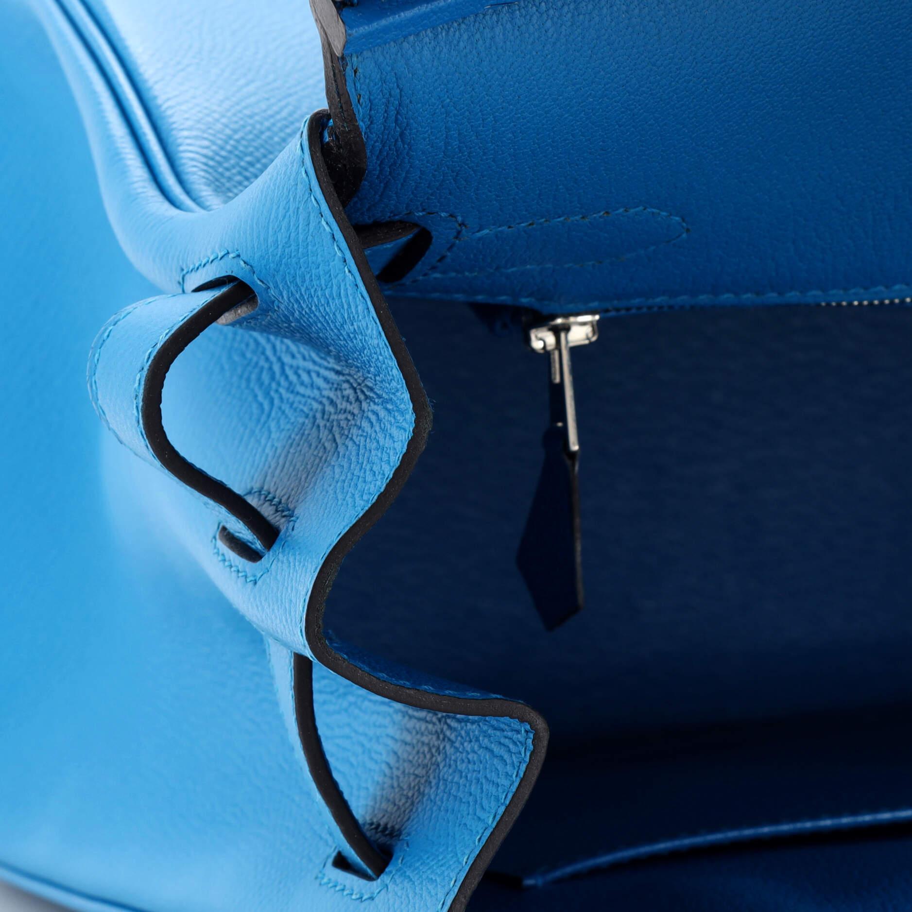 Hermes Birkin Handbag Bleu Zanzibar Epsom with Palladium Hardware 30 For Sale 6
