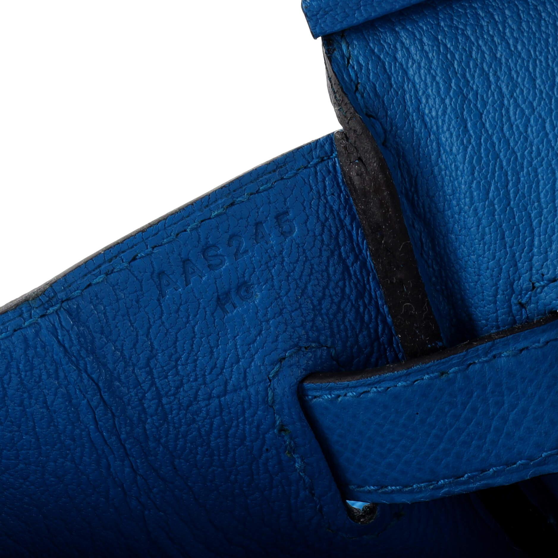 Hermes Birkin Handbag Bleu Zanzibar Epsom with Palladium Hardware 30 For Sale 7