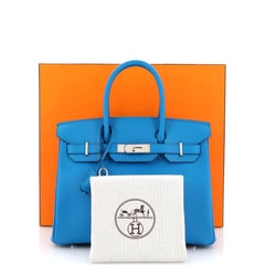 Hermes Birkin Handbag Bleu Zanzibar Epsom with Palladium Hardware 30