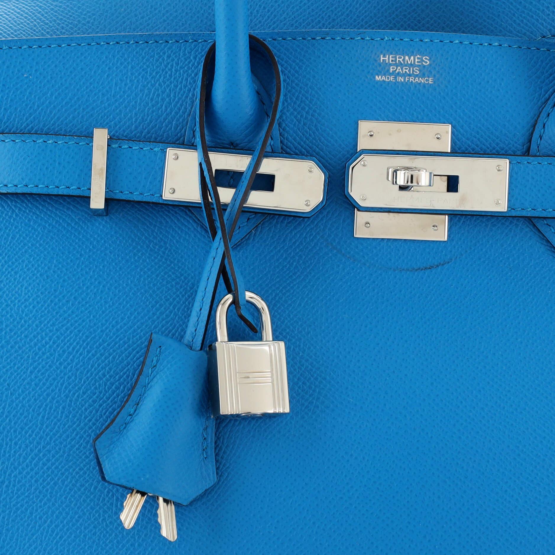 Hermes Birkin Handbag Bleu Zanzibar Epsom with Palladium Hardware 30 For Sale 3