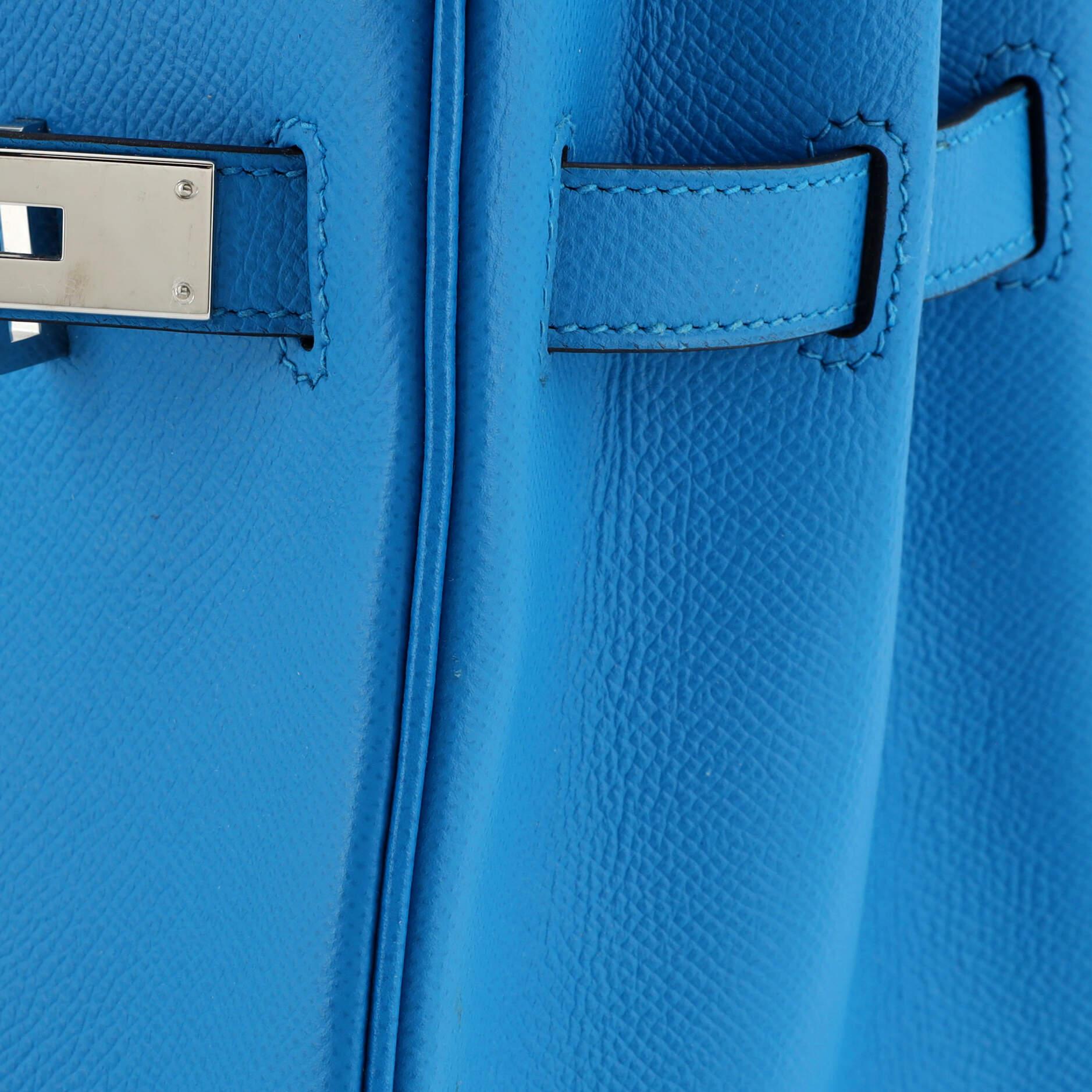 Hermes Birkin Handbag Bleu Zanzibar Epsom with Palladium Hardware 30 For Sale 4