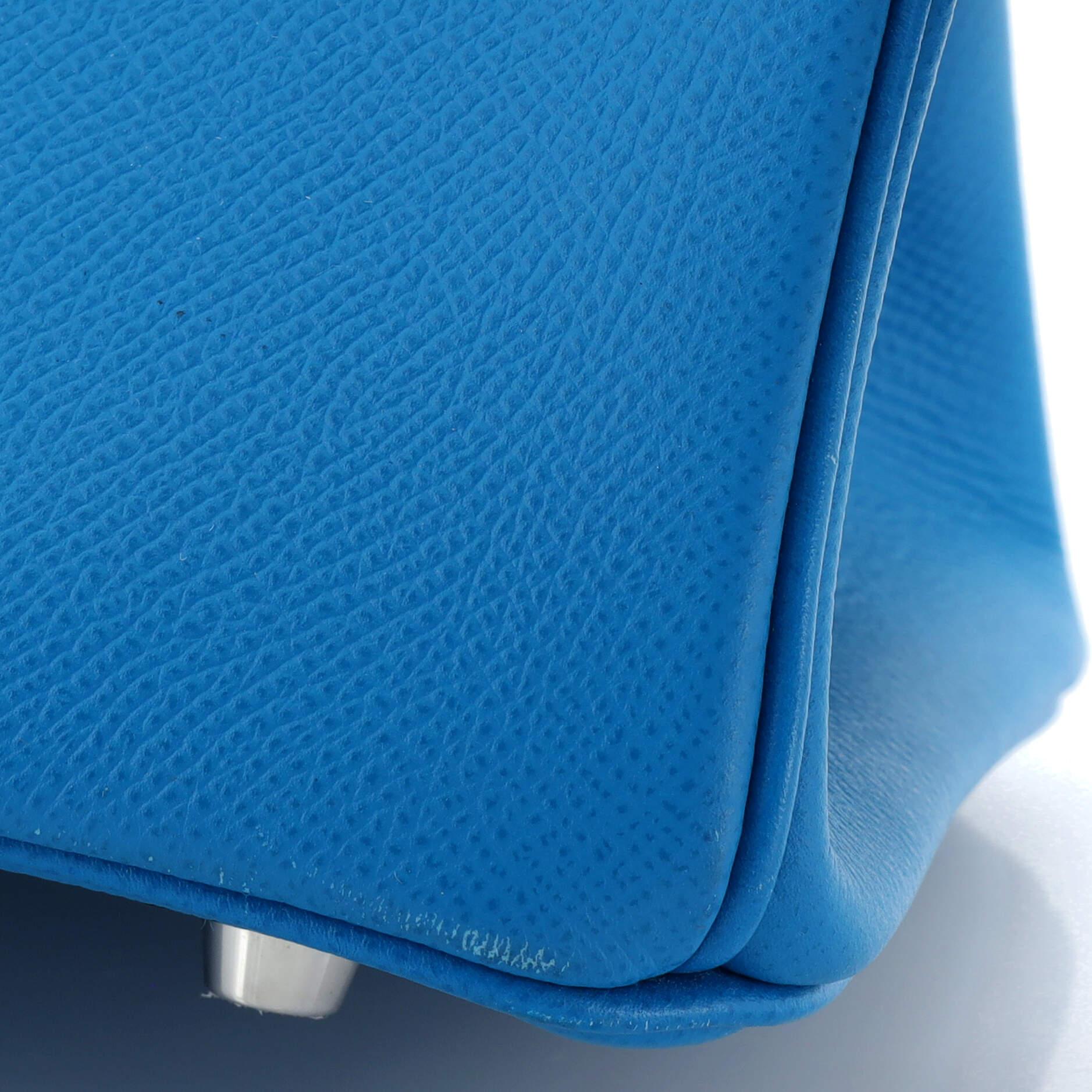 Hermes Birkin Handbag Bleu Zanzibar Epsom with Palladium Hardware 30 For Sale 5