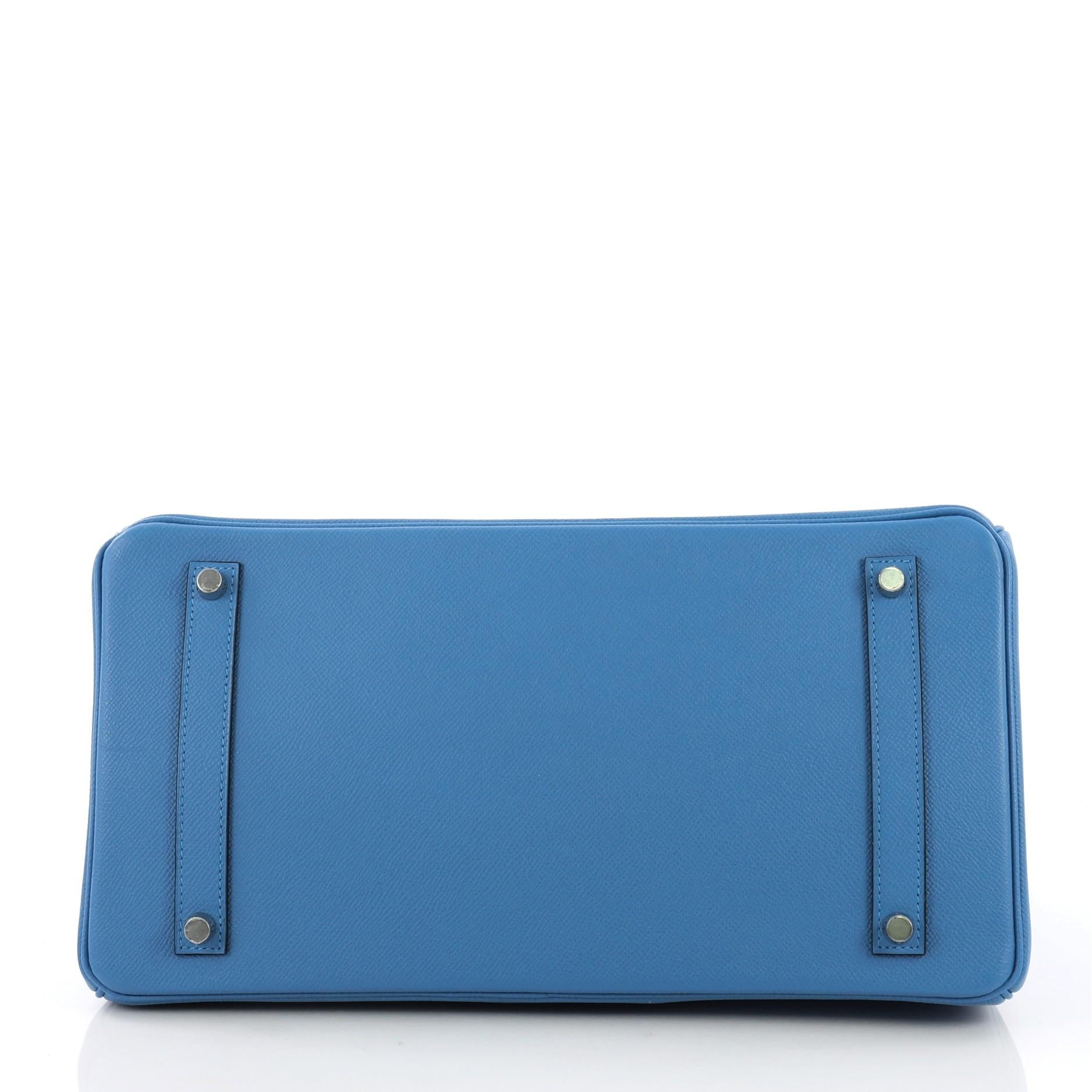 Hermes Birkin Handbag Bleu Zanzibar Epsom with Palladium Hardware 35 In Excellent Condition In NY, NY