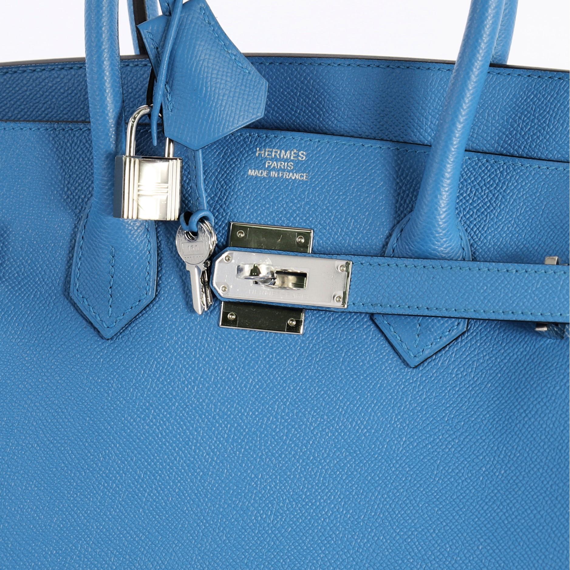 Women's Hermes Birkin Handbag Bleu Zanzibar Epsom with Palladium Hardware 35