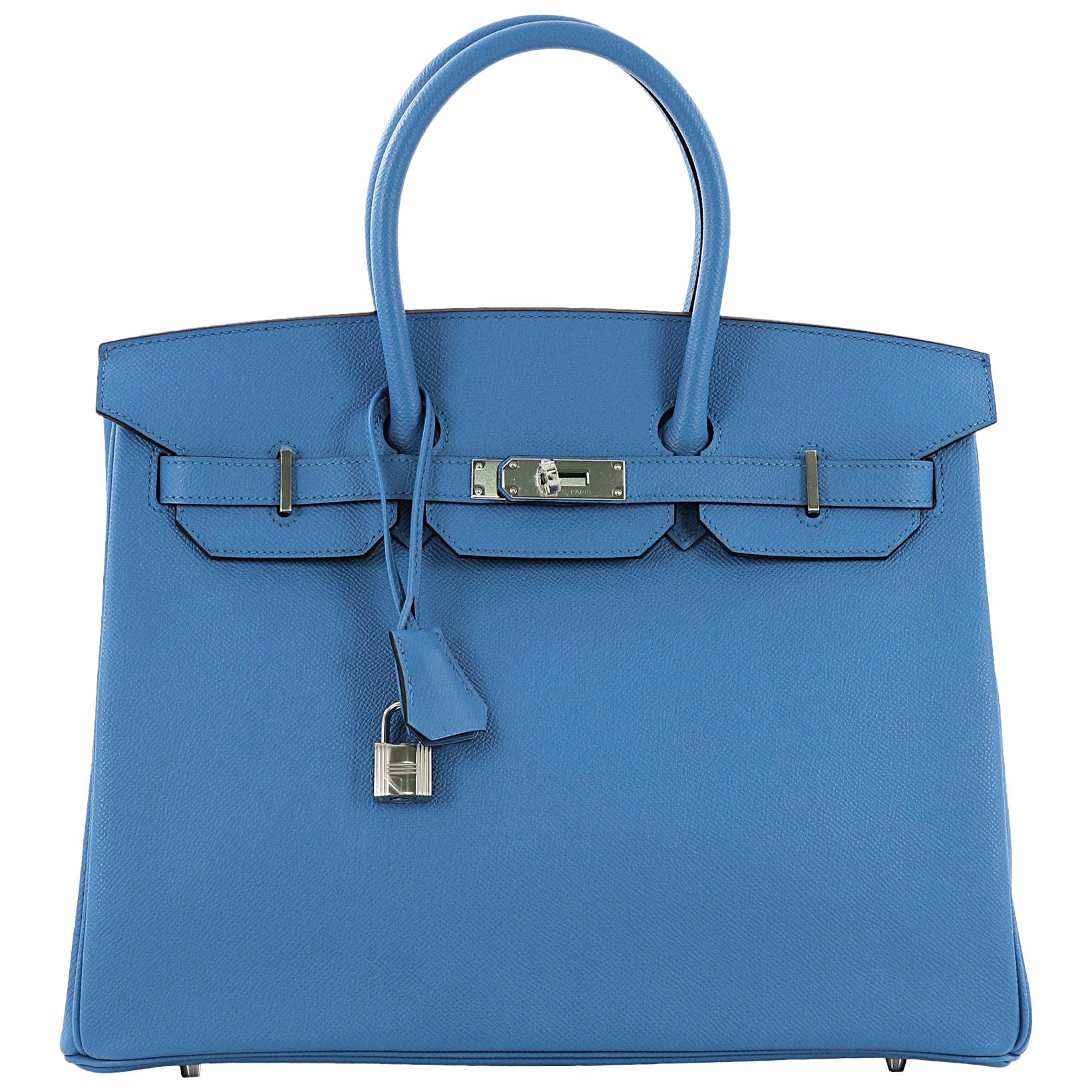 Hermes Birkin Handbag Bleu Zanzibar Epsom with Palladium Hardware 35