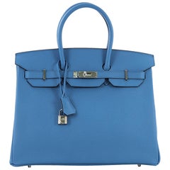 Hermes Birkin Handbag Bleu Zanzibar Epsom with Palladium Hardware 35