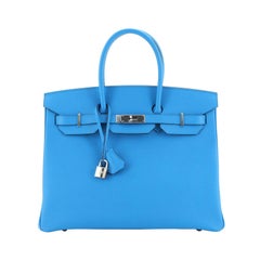 Hermes Birkin Handbag Bleu Zanzibar Epsom with Palladium Hardware 35