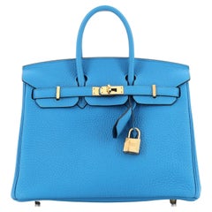 Hermes Birkin Handbag Bleu Zanzibar Togo with Gold Hardware 25
