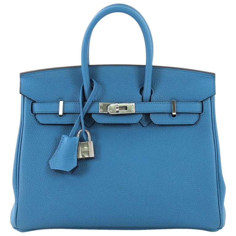 Hermes Birkin Handbag Bleu Zanzibar Togo with Palladium Hardware 25 at ...