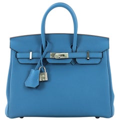 Hermes Birkin Handbag Bleu Zanzibar Togo with Palladium Hardware 25