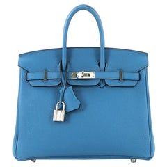 Hermes Birkin Handbag Bleu Zanzibar Togo with Palladium Hardware 25