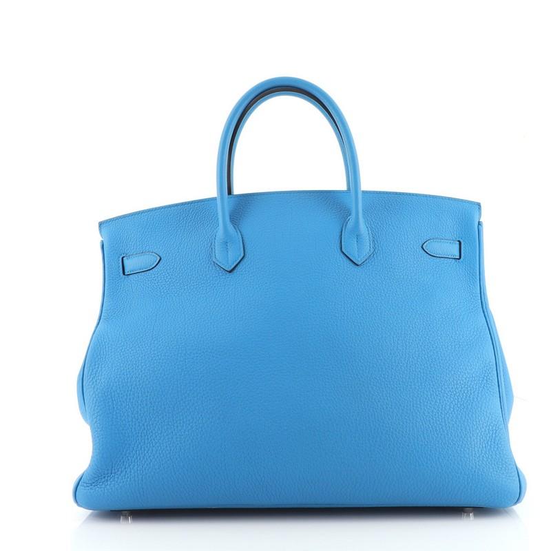 Hermes Birkin Handbag Bleu Zanzibar Togo with Palladium Hardware 40 In Good Condition In NY, NY